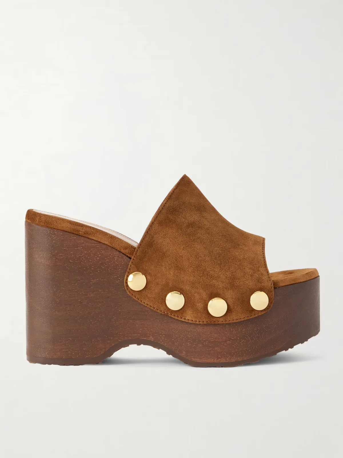 - 60 Studded Suede Platform Wedge Mules -