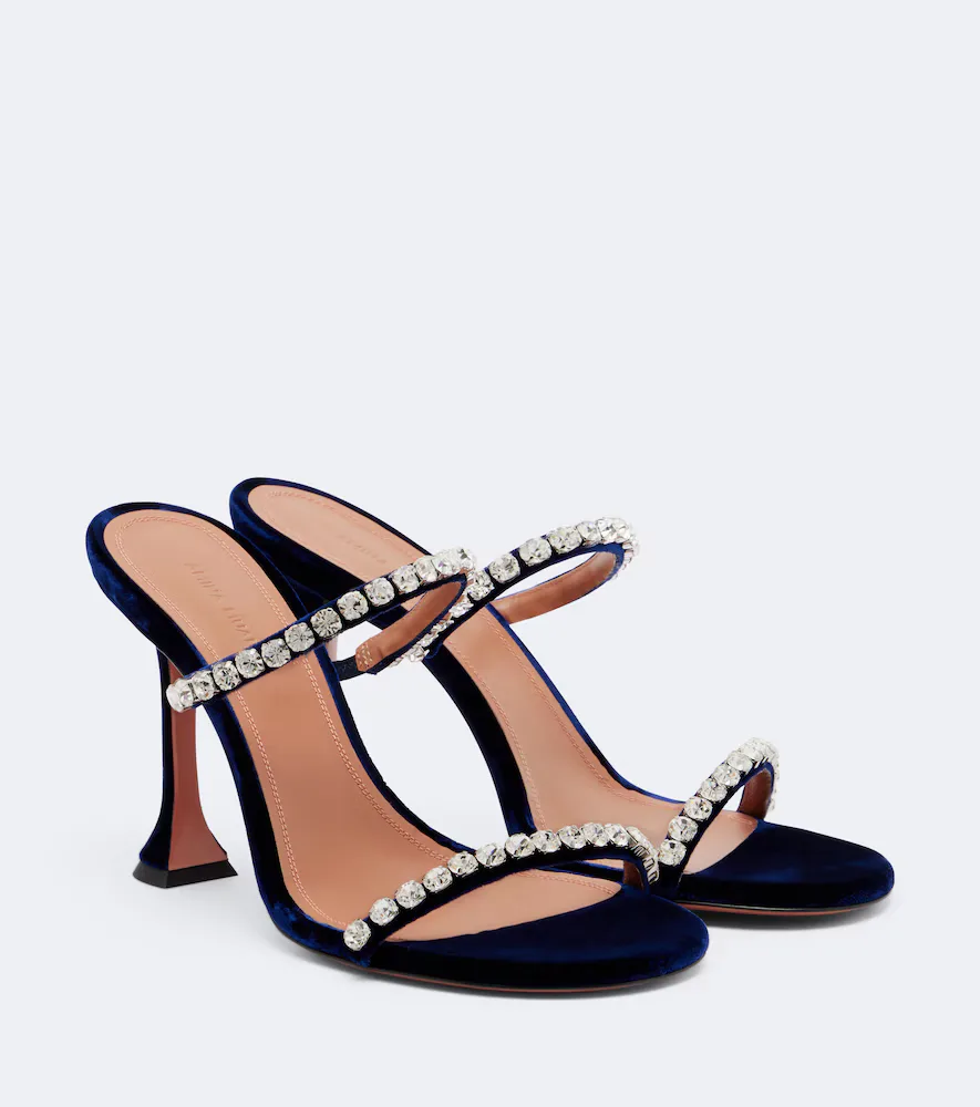 Gigi Embellished Velvet Sandals by Amina Muaddi