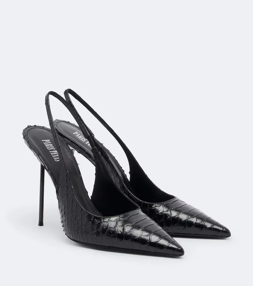 Lydia Croc-Effect Leather Slingback Pumps by Paris Texas