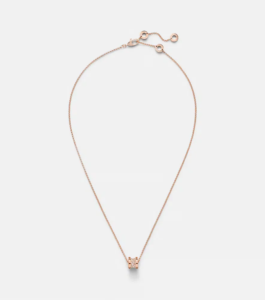 B.zero1 18kt Rose Gold Pendant Necklace with Diamonds by BVLGARI