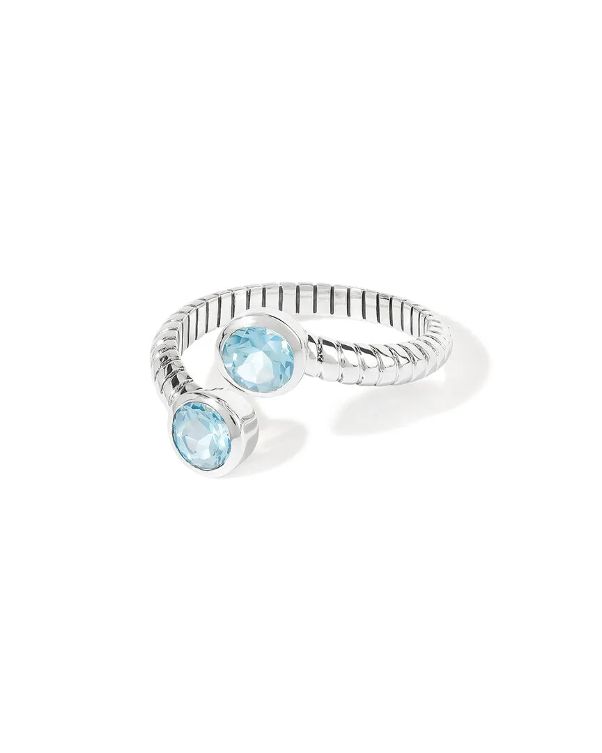Silver 1.05 ct. tw. Blue Topaz Bypass Ring by Tiramisu