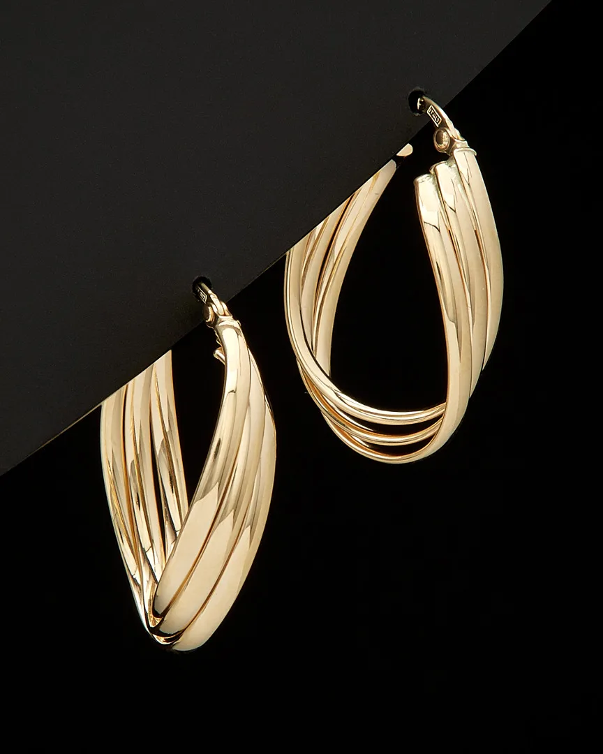 14K Italian Gold Triple Oval Hoop Earrings