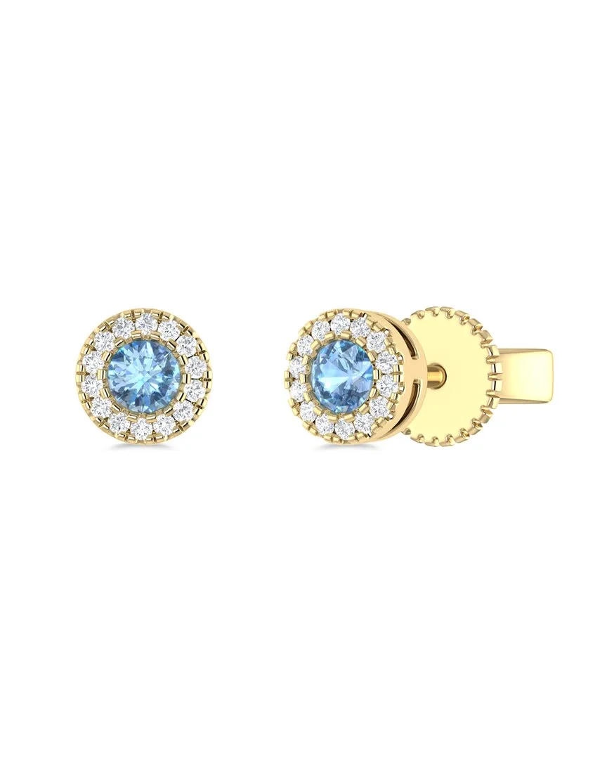 14K 0.16 ct. tw. Diamond & Aquamarine Studs by Sabrina Designs