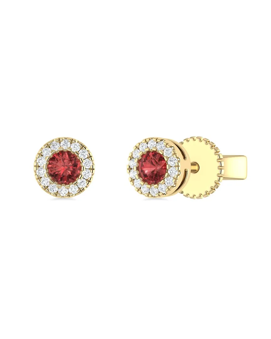 14K 0.20 ct. tw. Diamond & Garnet Studs by Sabrina Designs