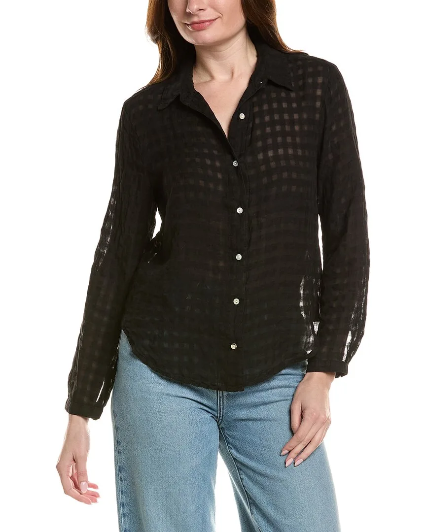 Clean Front Button Down Linen-Blend Shirt by Bella Dahl