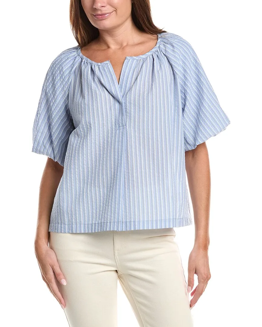 Bubble Sleeve Seersucker Shirt