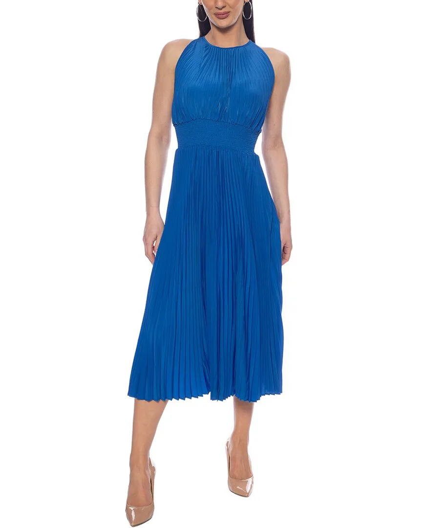 Smocked Midi Dress by Oleg Cassini
