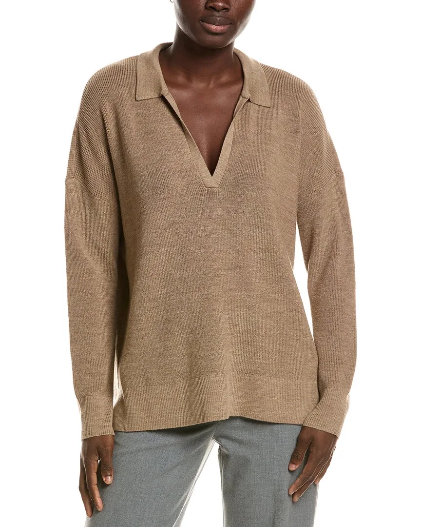 Classic Henley Wool Sweater by Eileen Fisher