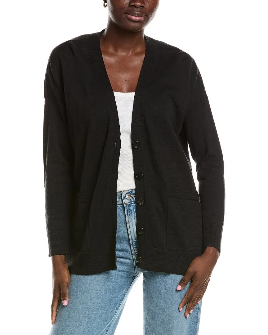 V-Neck Linen-Blend Cardigan by Eileen Fisher