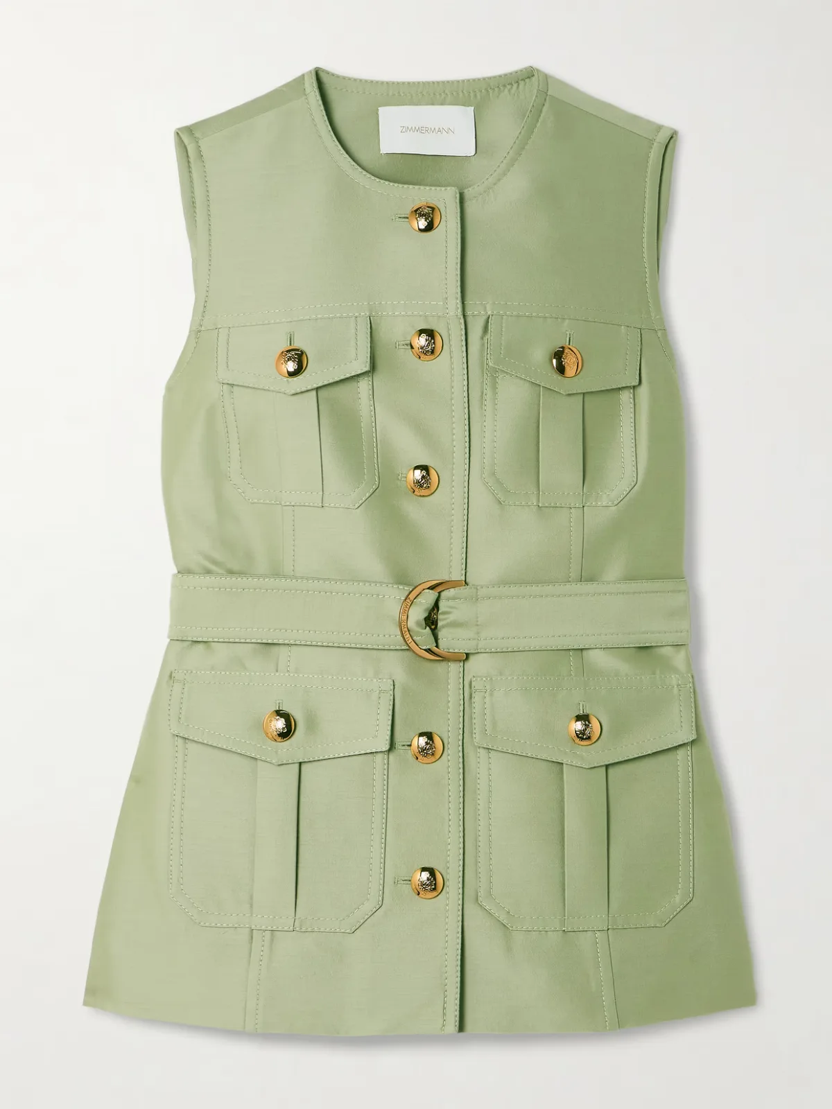 - Luna Belted Wool And Silk-blend Vest - by Zimmermann