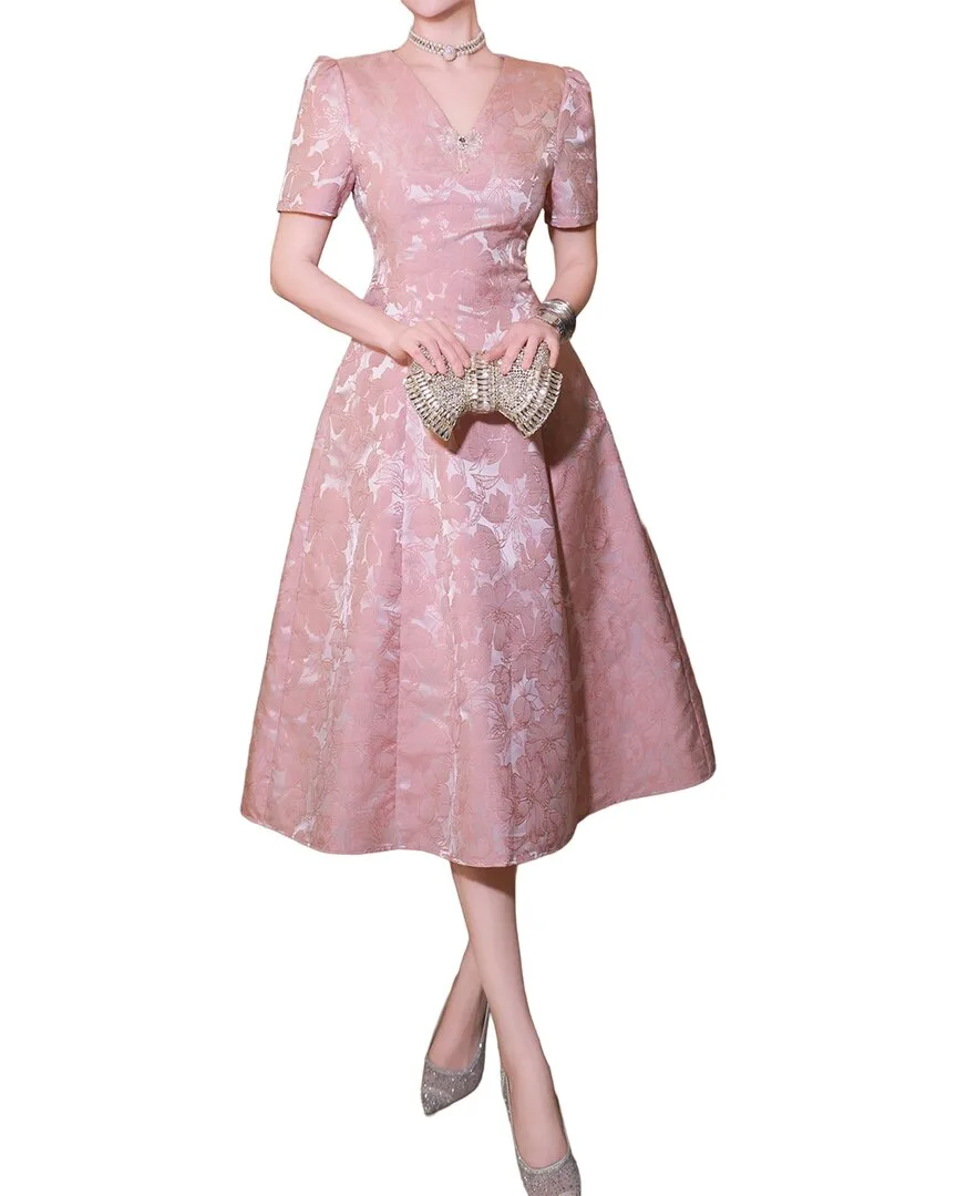 Short Sleeve Embellished Midi Dress by Brc by Burryco
