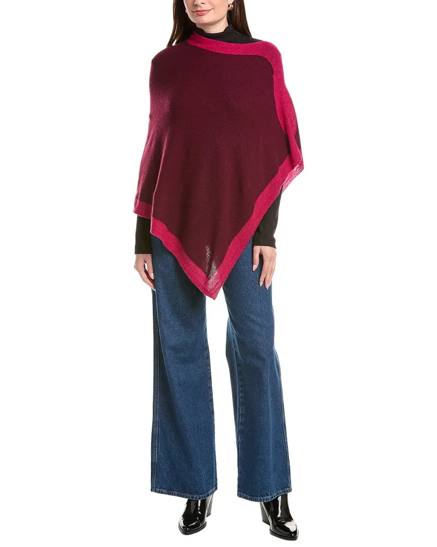 Contrast Trim 100% Cashmere Poncho by Forte