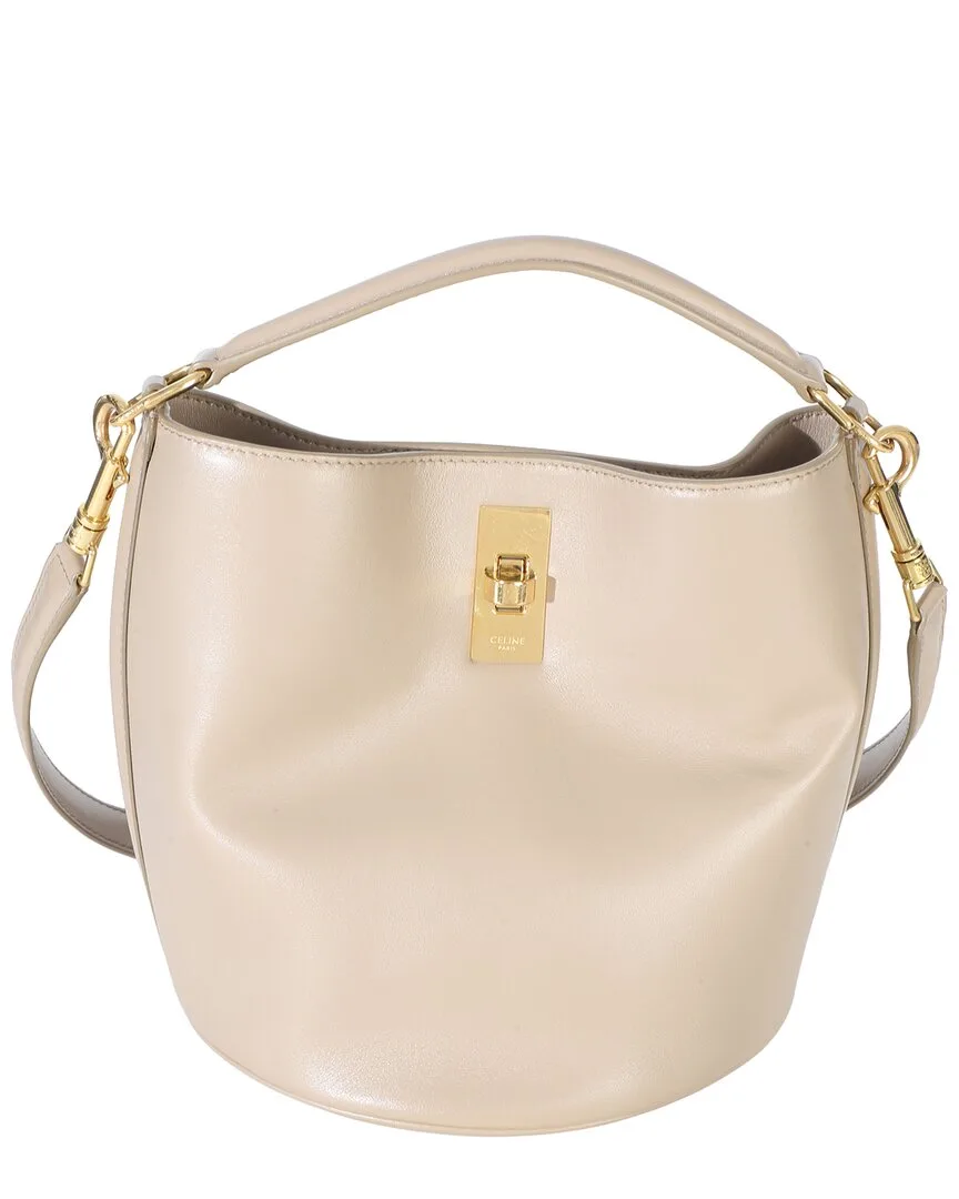 Beige; Neutral Leather Teen Bucket 16 Bag (authentic Pre-Loved)