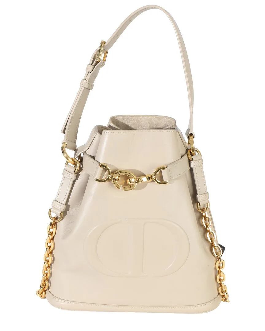 Beige Leather Cd Embossed Medium Cest Bucket Bag (authentic Pre-Loved) by Dior