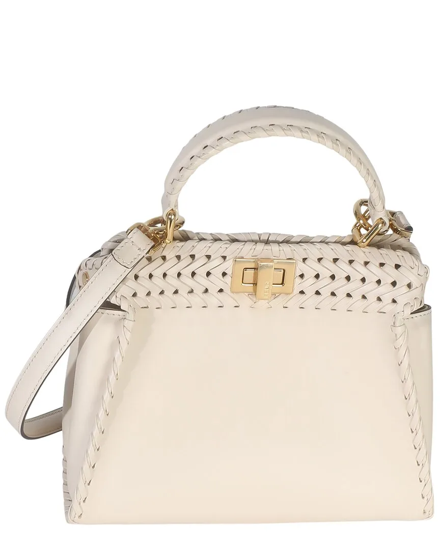 Neutral Leather Vitello King Interlace Mini Peekaboo Iconic Satchel (authentic Pre-Loved) by FENDI