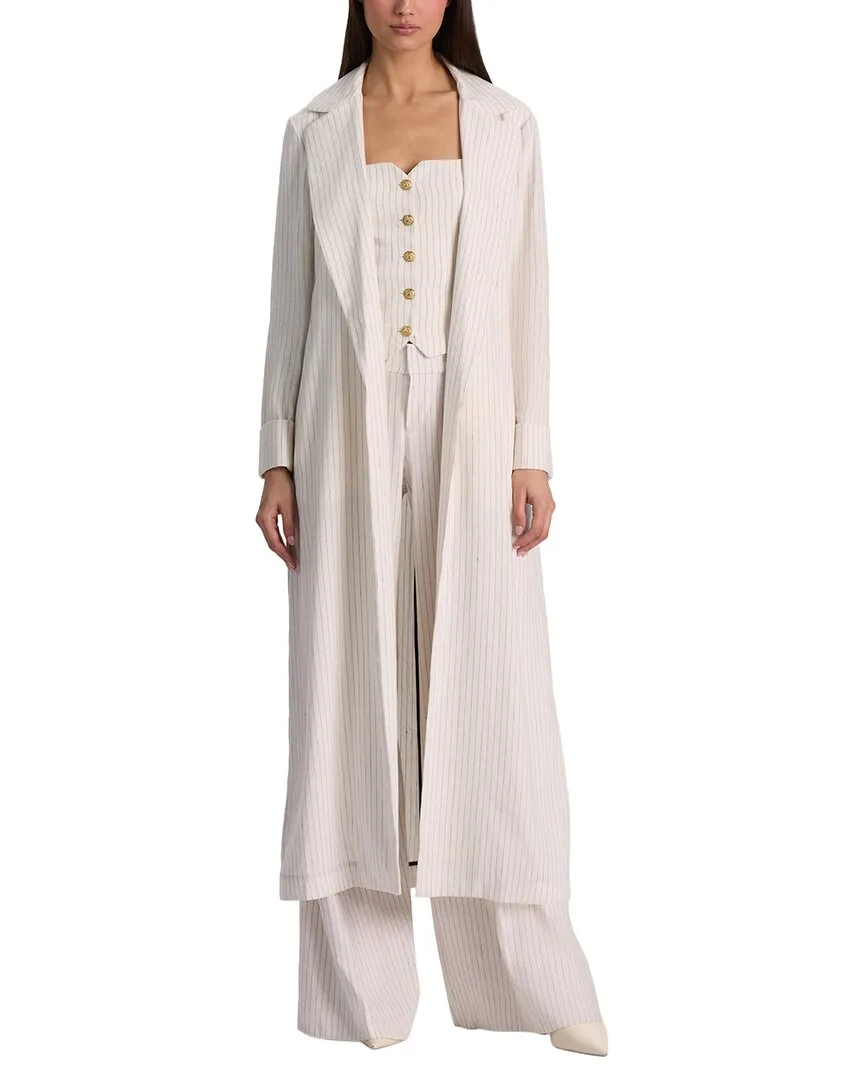 Shelia Relaxed Maxi Notch Collar Linen-Blend Blazer by Alice + Olivia