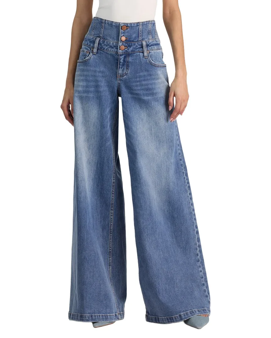 Whit High-Rise Corset Button Front Jean by Alice + Olivia