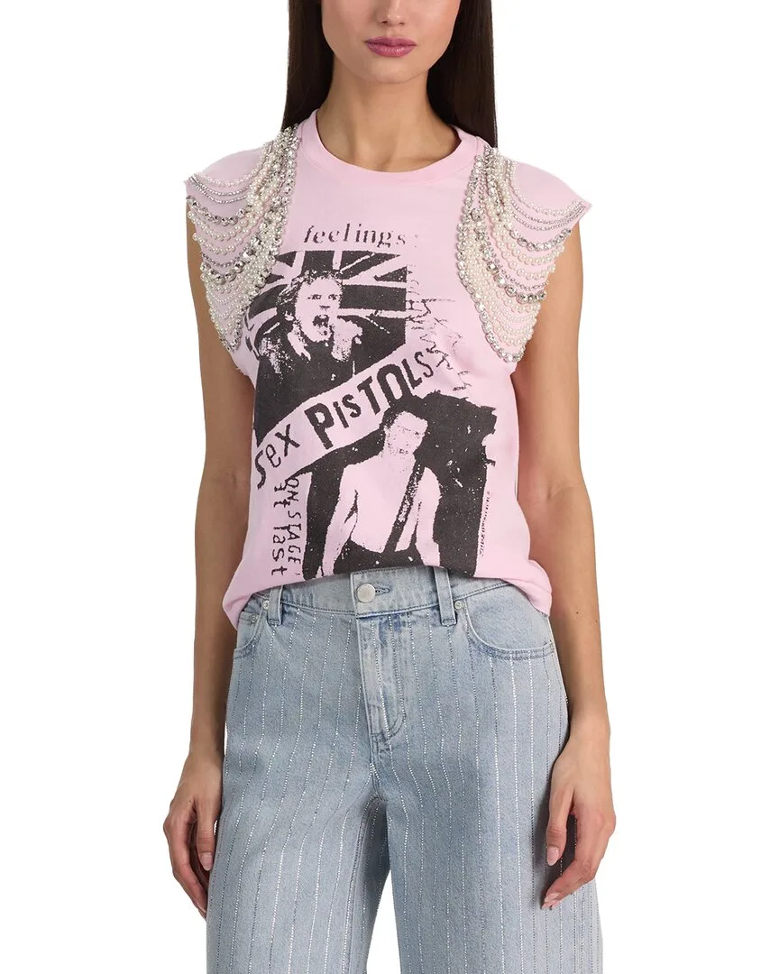 Micah Embellished Muscle T-Shirt by Alice + Olivia