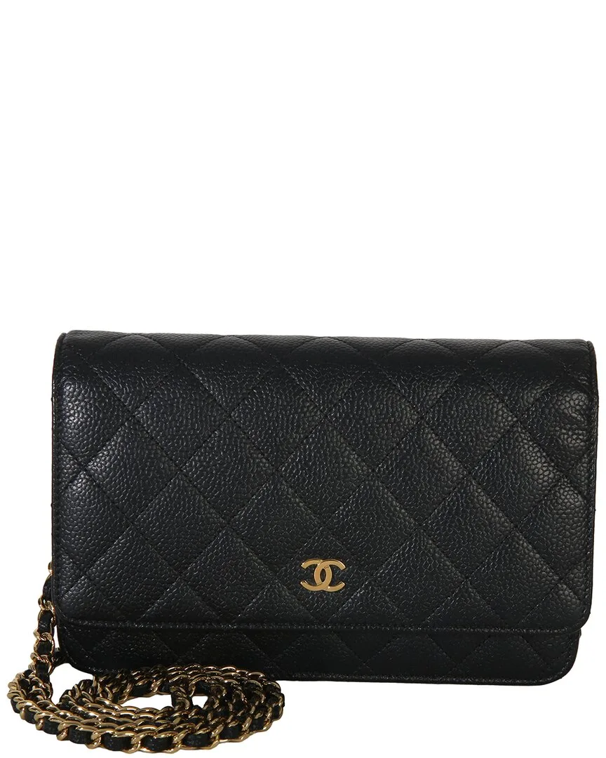 Black Quilted Caviar Classic Wallet on Chain (authentic Pre-Loved) by CHANEL