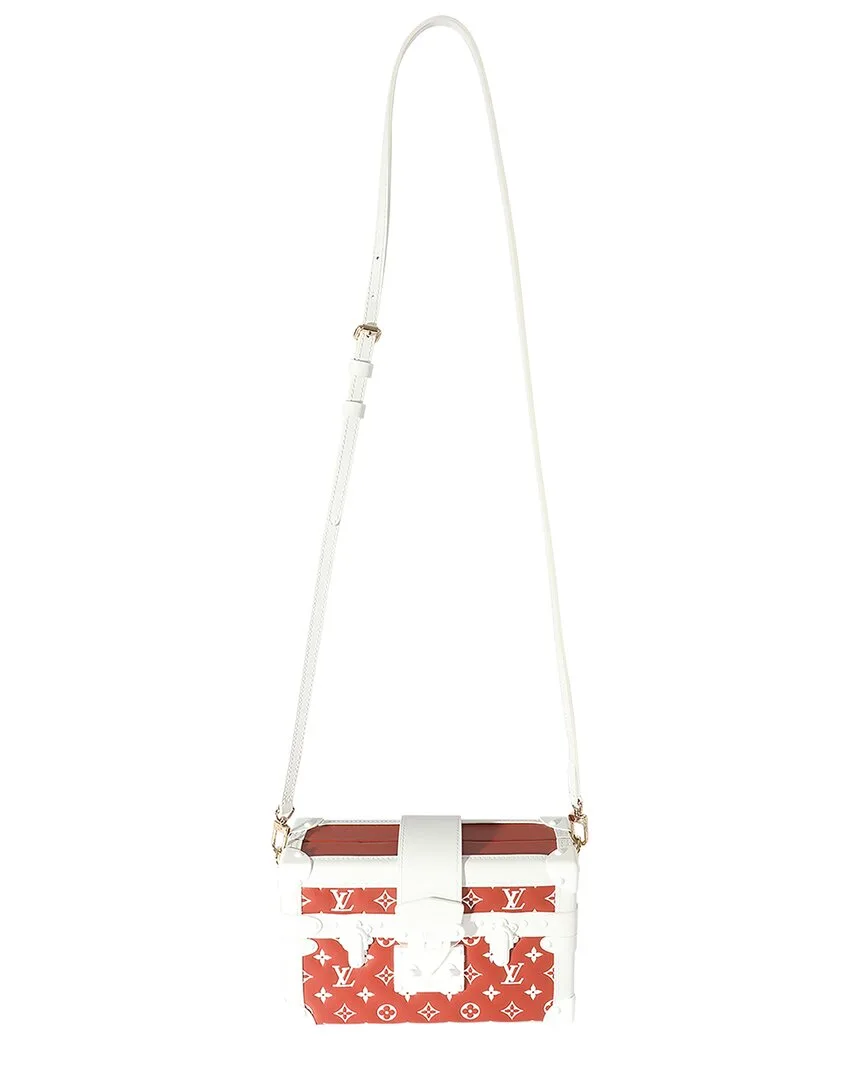 Terracotta & White Monogram Embossed Lambskin Petite Malle (authentic Pre-Loved) by Louis Vuitton