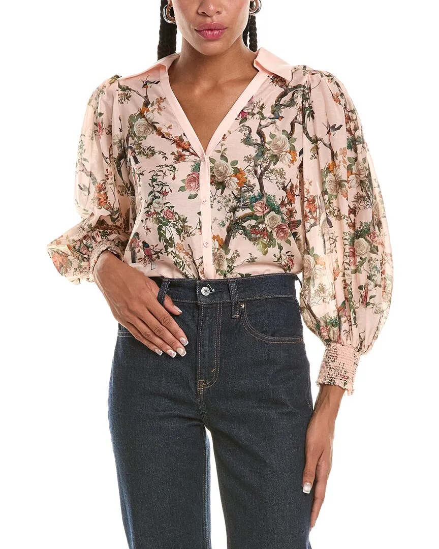 Charis Button Silk-Blend Blouse by Alice + Olivia