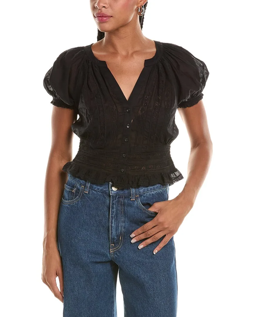 Kathryn Lace Trim Blouse by Alice + Olivia