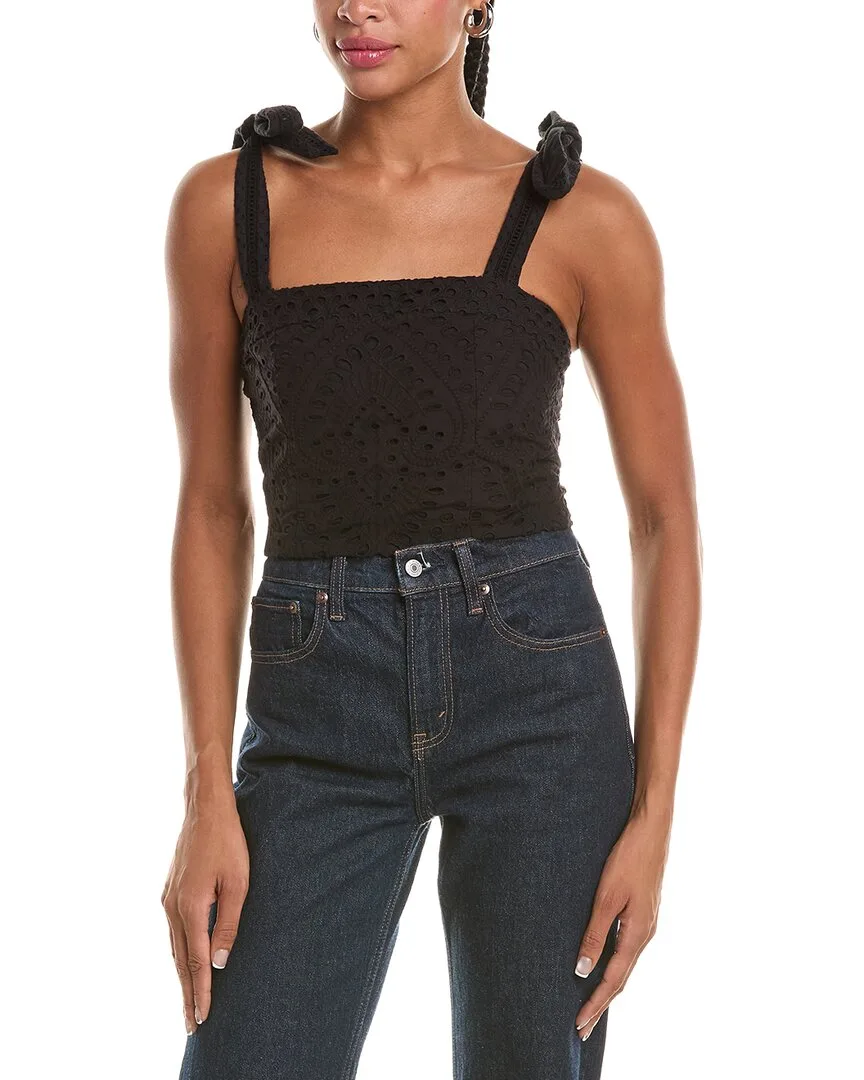 Marinda Embroidered Foldover Top by Alice + Olivia