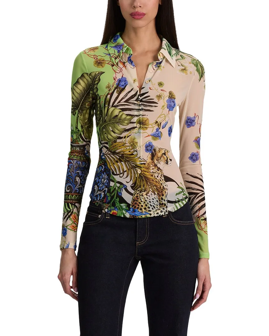 Jade Mesh Button Down Shirt by Alice + Olivia