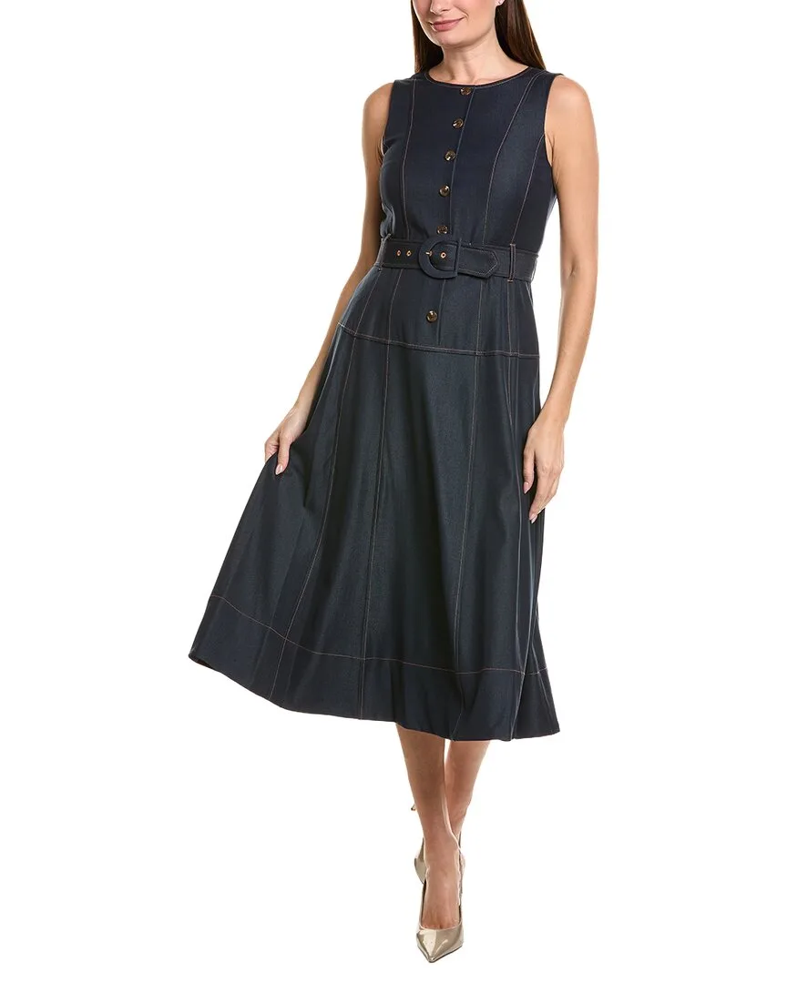 Denim Sleeveless Midi Dress by Tahari
