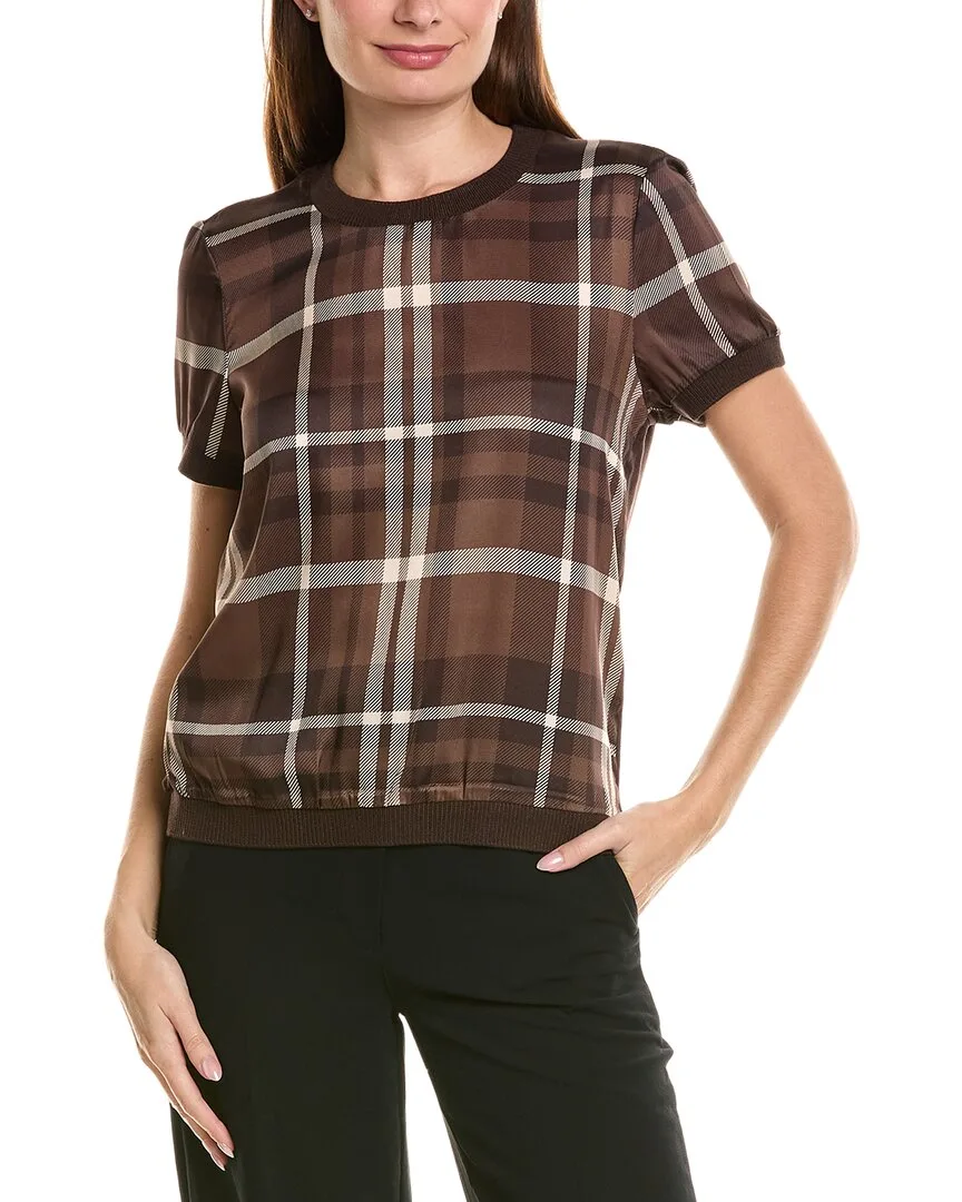 Scarf Twill Short Sleeve Knit Top by Tahari