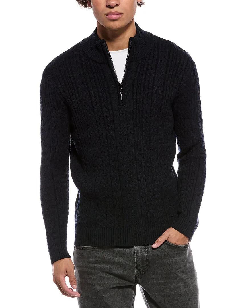 1/4-Zip Cable Knit Mock Neck Sweater by Jason Wu