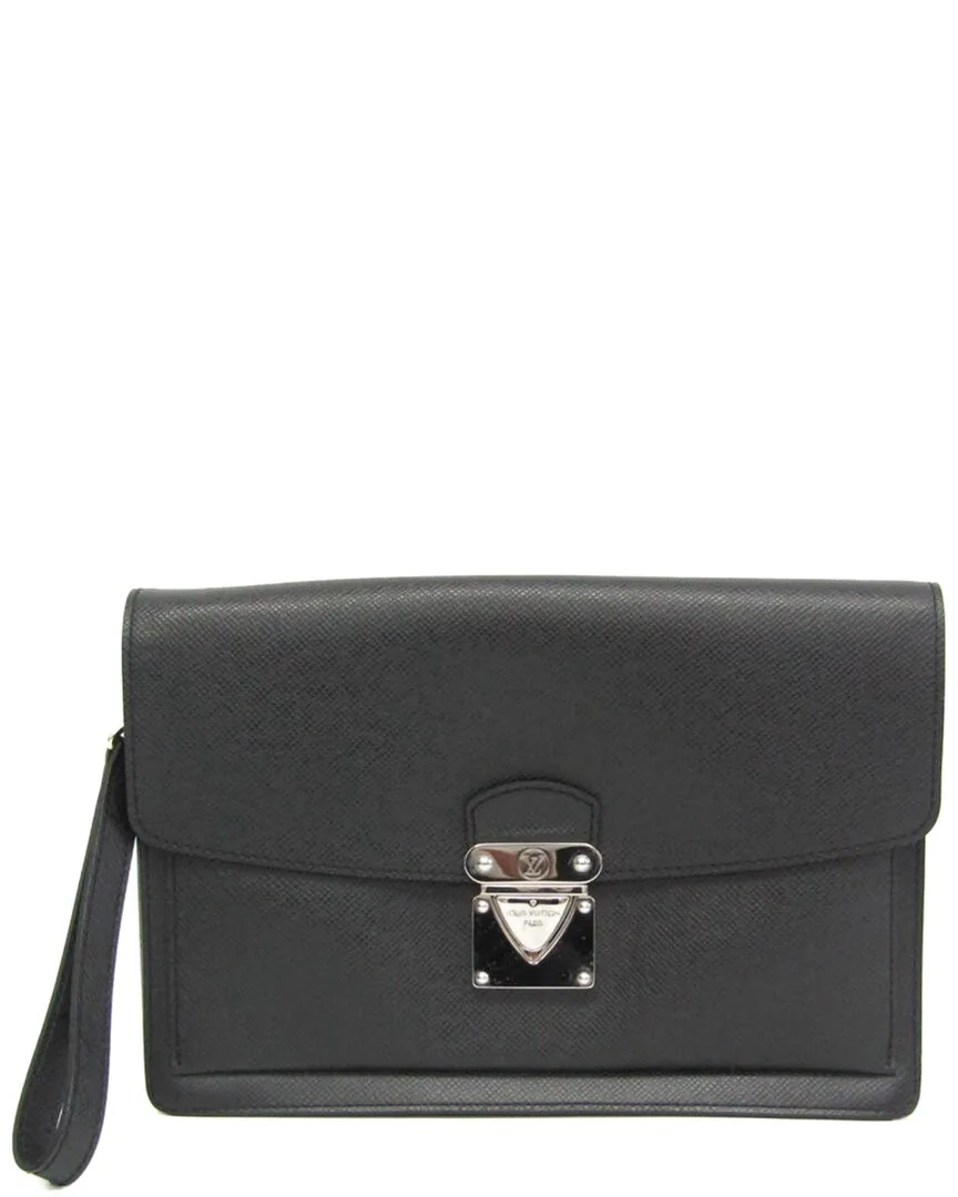 Ardoise Taiga Leather Veraiya Clutch (authentic Pre-Loved) by Louis Vuitton