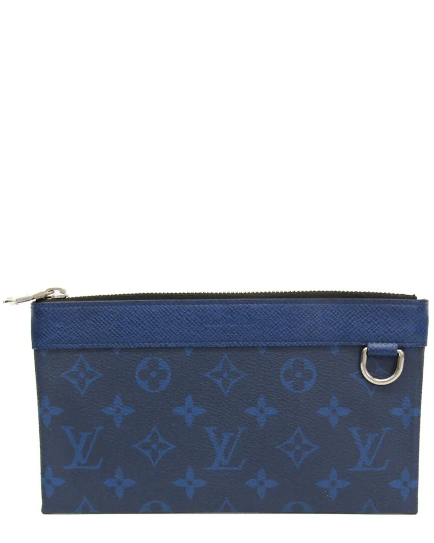 Cobalt Monogram & Taiga Leather Clutch (authentic Pre-Loved) by Louis Vuitton