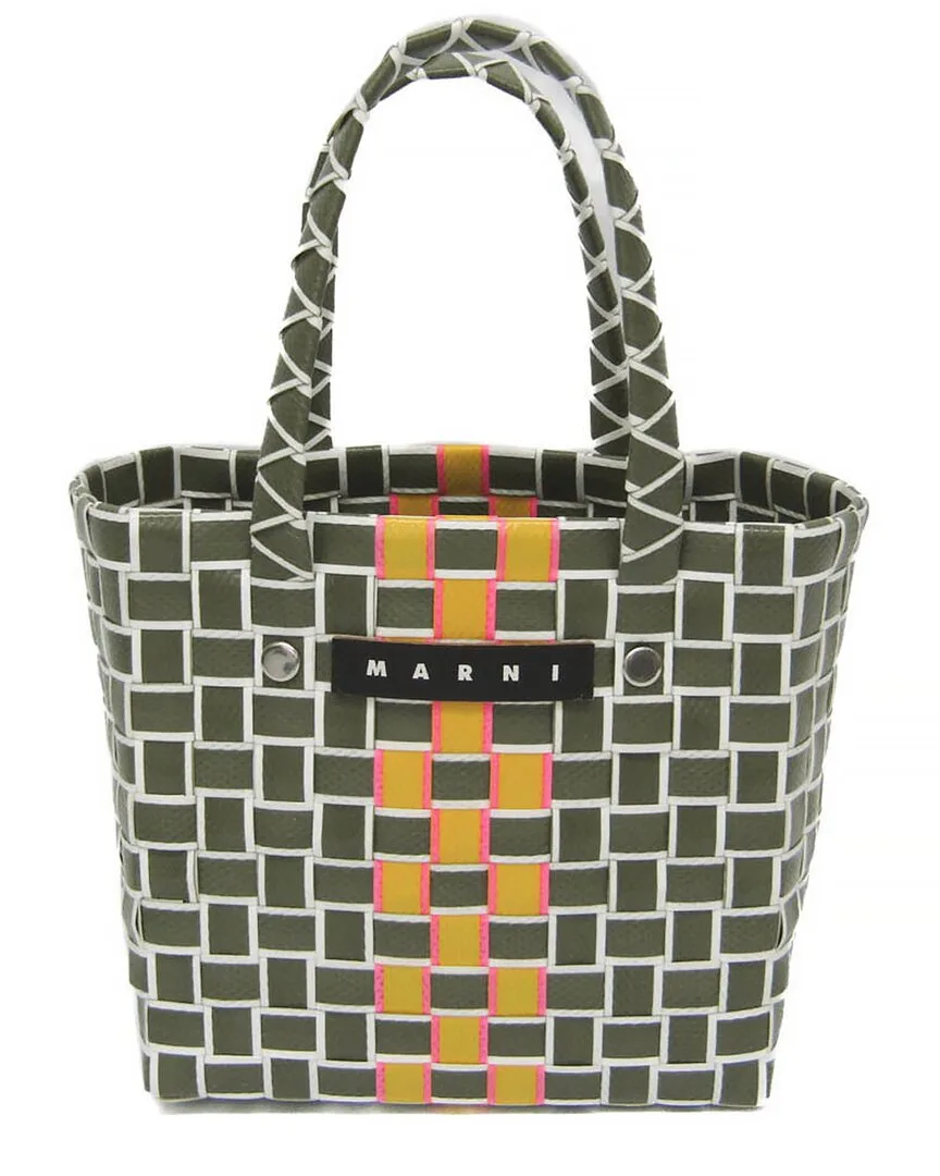 Khaki & Yellow Polypropylene & Leather Handbag (authentic Pre-Loved) by Marni