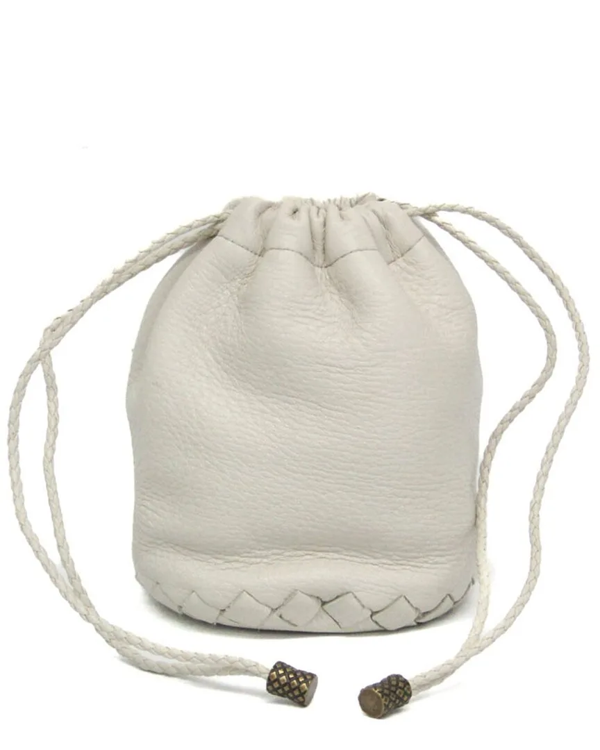 Off-White Leather Mini Drawstring Pouch (authentic Pre-Loved) by Bottega Veneta