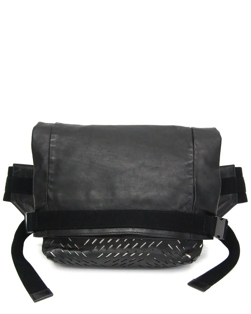 Black Leather Perforated Fanny Pack (authentic Pre-Loved) by Bottega Veneta