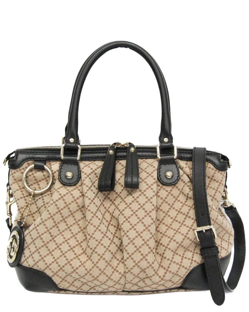 Beige & Black Canvas & Leather Sukey Shoulder Bag (authentic Pre-Loved)