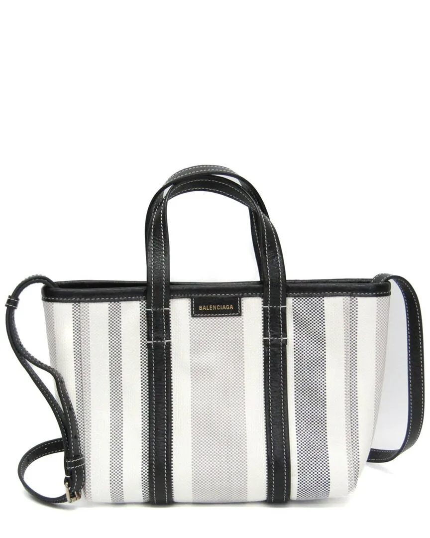 Black & White Leather & Polyamide Barbes Small Shoulder Bag (authentic Pre-Loved) by Balenciaga
