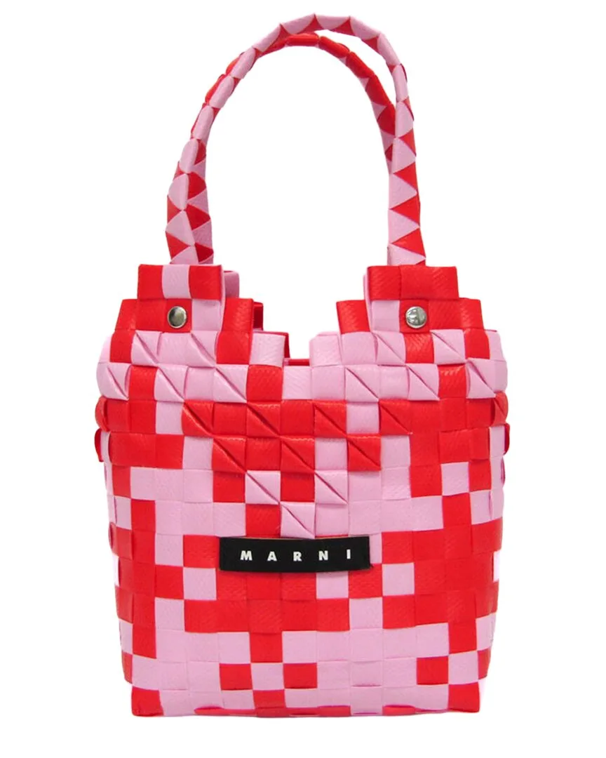 Pink & Red Polypropylene & Leather Handbag (authentic Pre-Loved) by Marni
