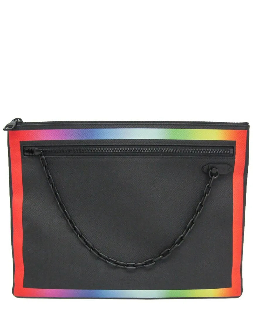 Black & Multicolor Taiga Leather Rainbow Pochette Clutch (authentic Pre-Loved) by Louis Vuitton