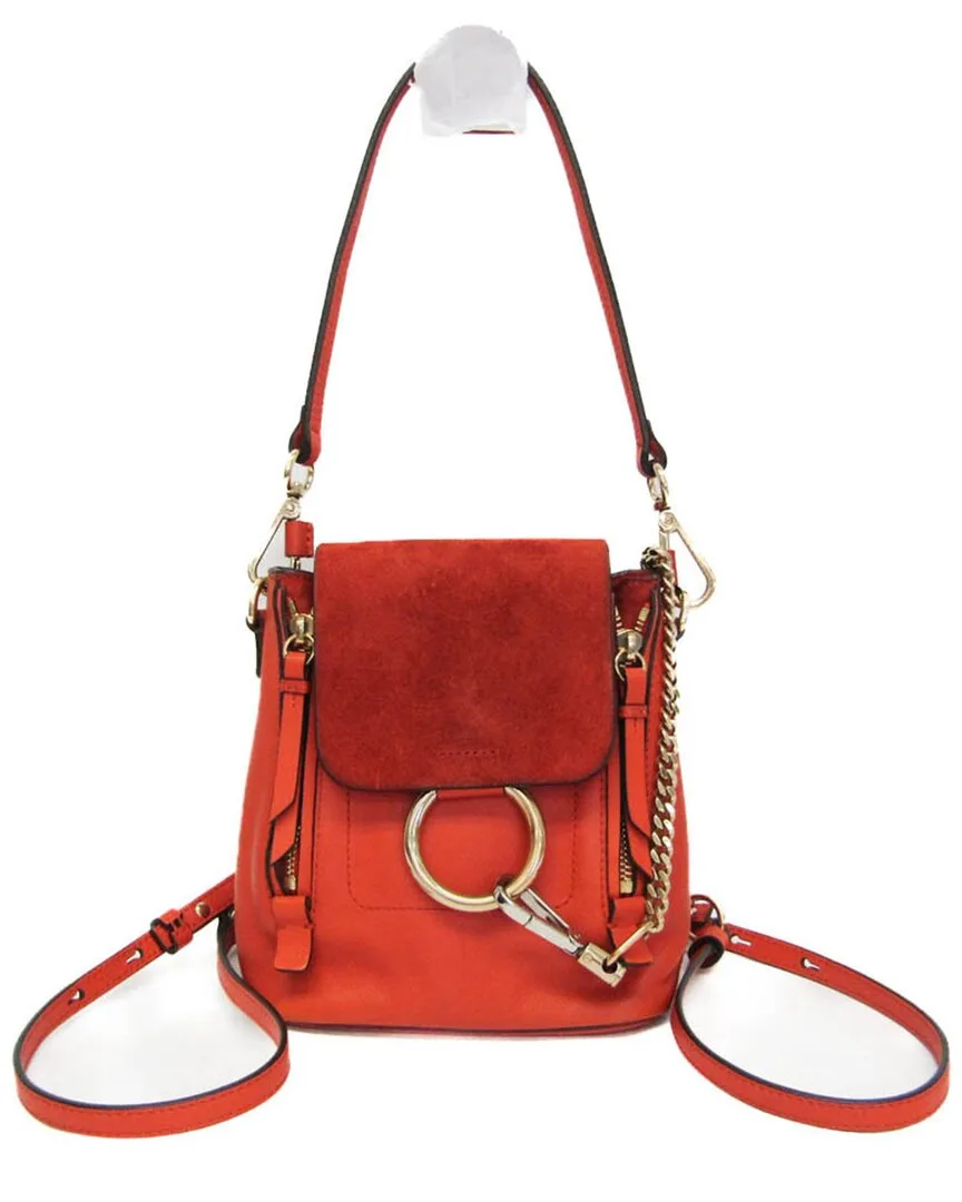 Orange Leather & Suede Faye Backpack (authentic Pre-Loved) by Chloé