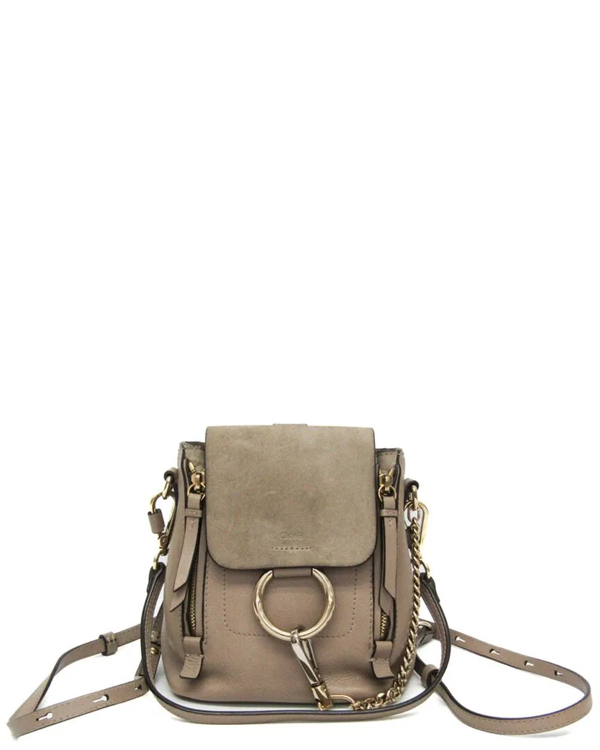 Greyish Leather & Suede Faye Mini Backpack (authentic Pre-Loved) by Chloé