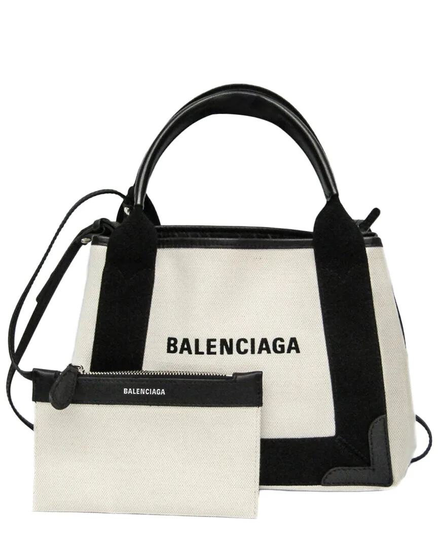 Black & Cream Canvas & Leather Shoulder Bag (authentic Pre-Loved) by Balenciaga