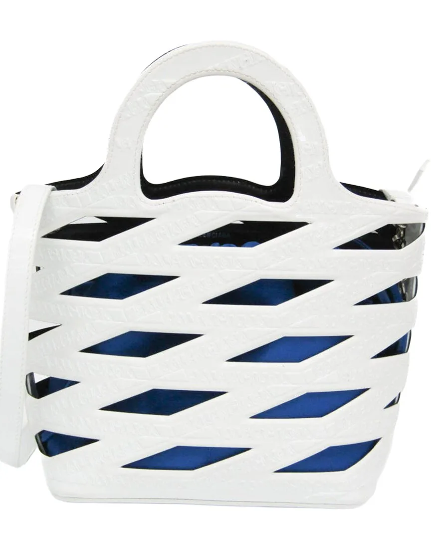 Blue & White Patent Leather & Nylon Neo Basket Handbag (authentic Pre-Loved) by Balenciaga