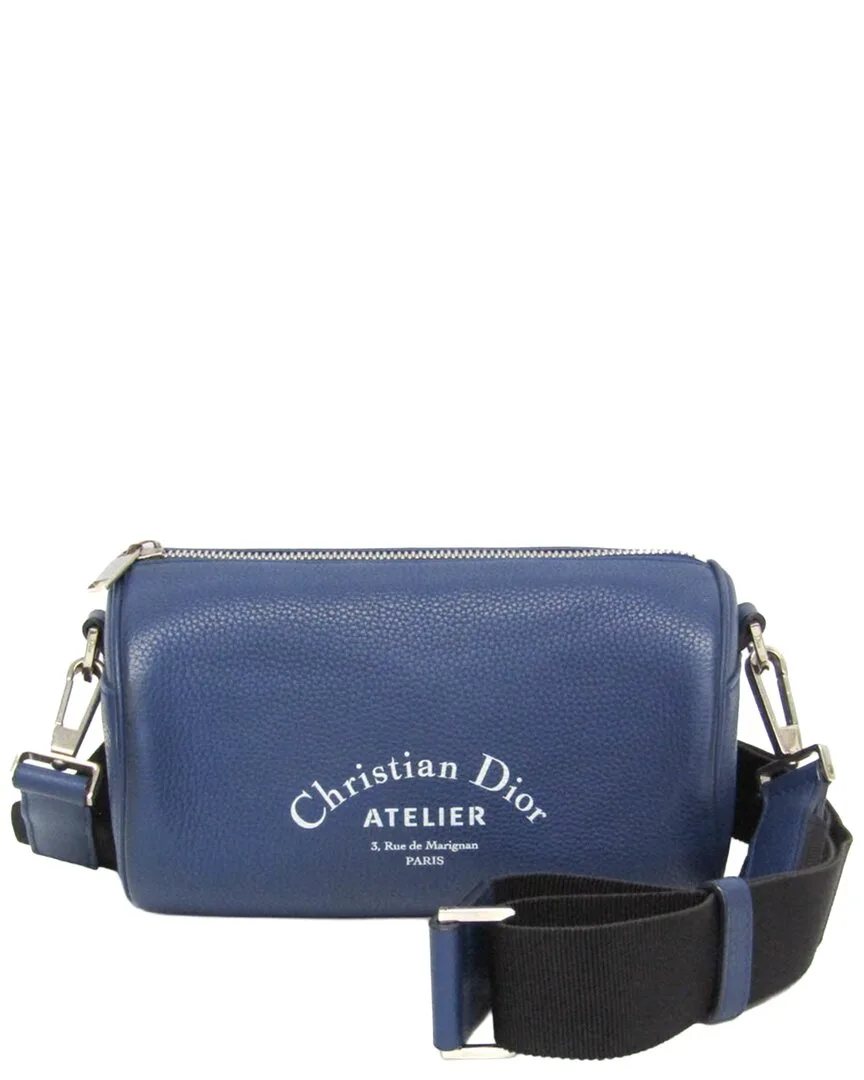 Navy Leather Atelier Roller Shoulder Bag (authentic Pre-Loved) by Dior