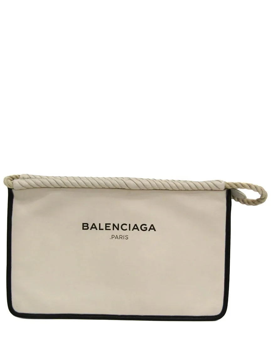 Black & Off-White Leather Clutch (authentic Pre-Loved) by Balenciaga