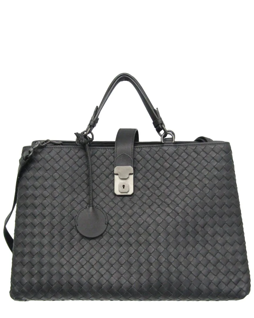Black Leather Rome Shoulder Bag (authentic Pre-Loved) by Bottega Veneta