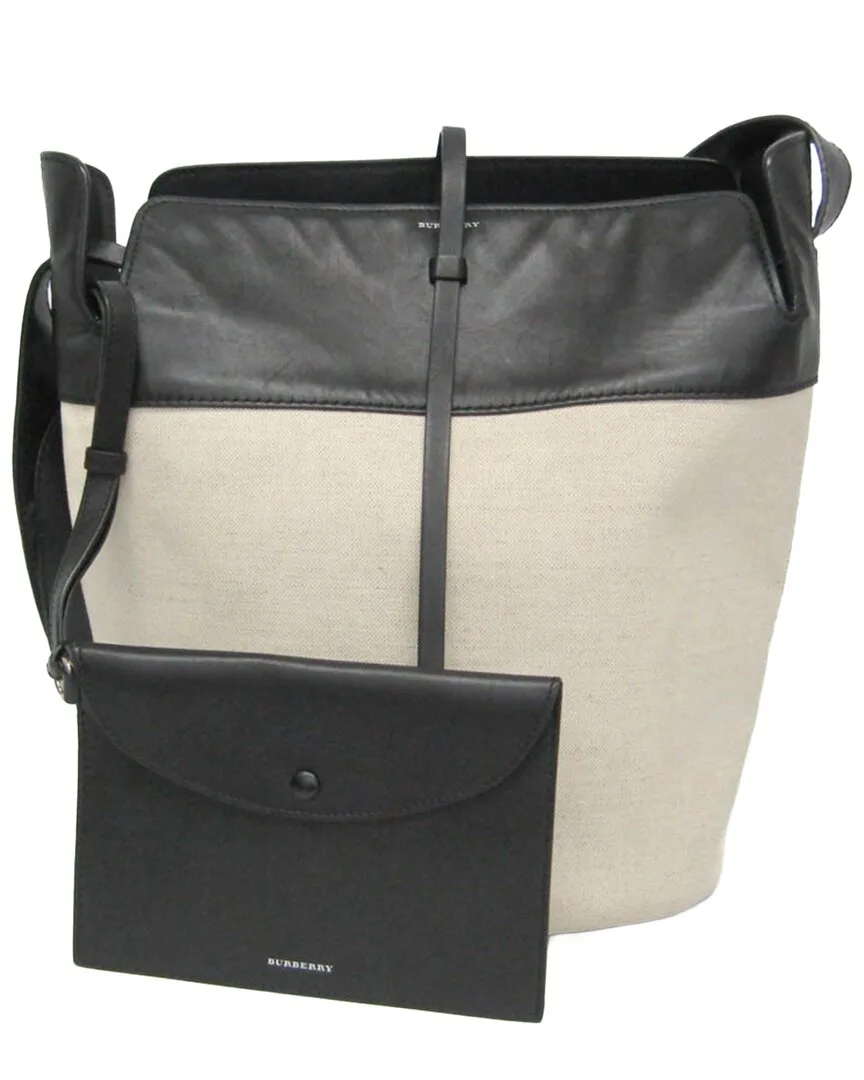 Black & Light Beige Canvas & Leather Shoulder Bag (authentic Pre-Loved) by Burberry