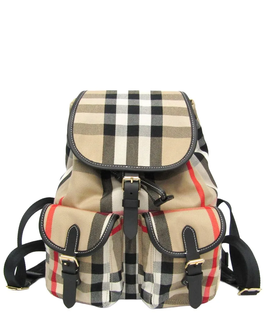 Black & Brown Cotton Canvas & Leather Enfild Backpack (authentic Pre-Loved)