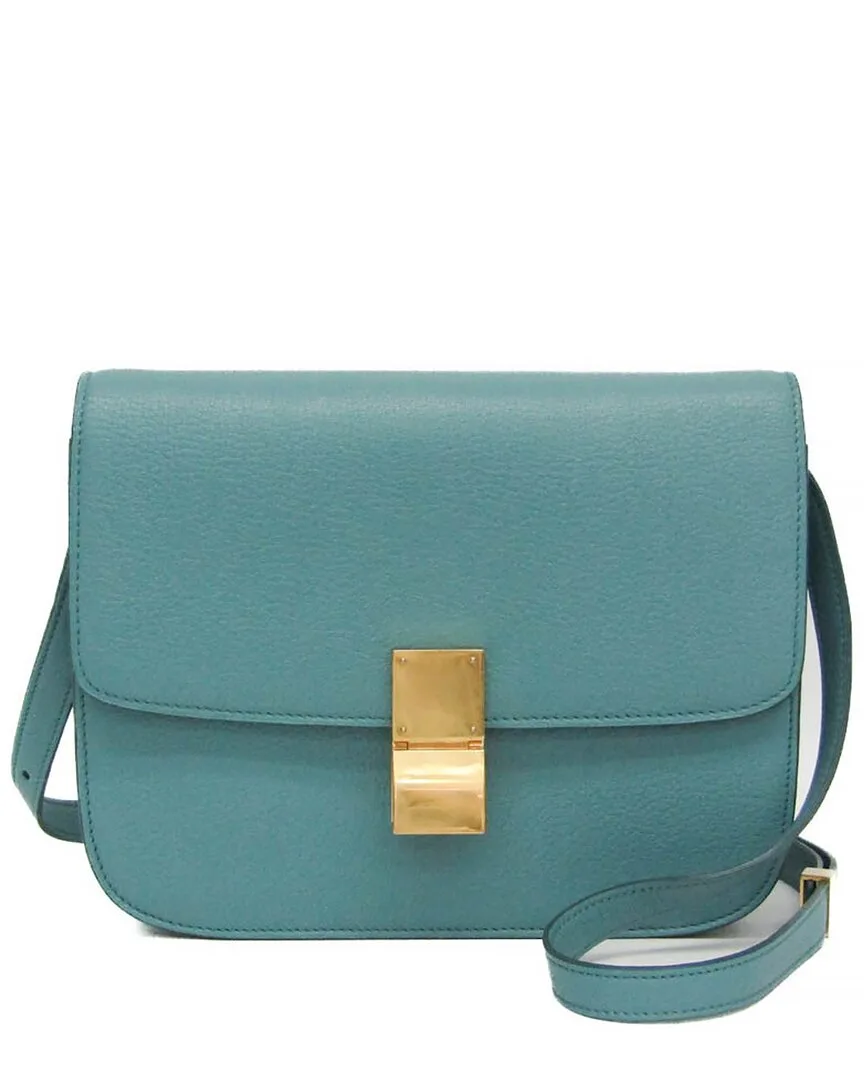 Light Blue Leather Box Medium Shoulder Bag (authentic Pre-Loved) by Celine